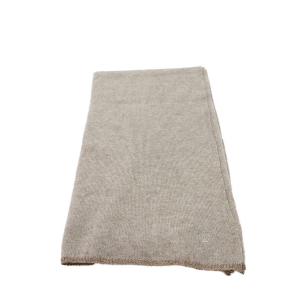 Rolex Womens Cashmere Crown Logo Scarf Brown 36 x 12 Inch